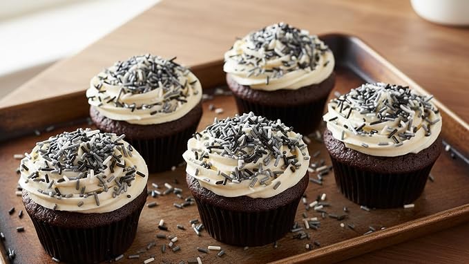 NCS Las Vegas Game Day Black, Silver & White Jimmies Edible Sprinkles – Cupcake, Cake & Cookie Decorations, 7 oz
