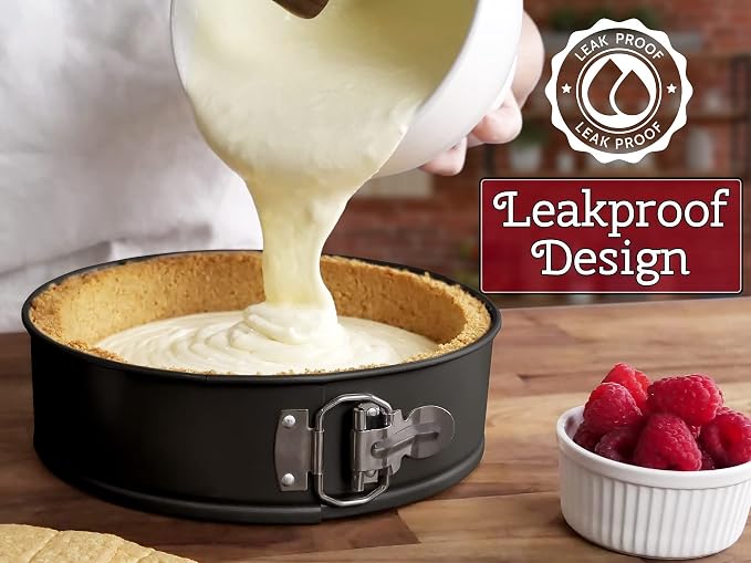 Zulay Kitchen Premium 9 Inch Springform Pan Nonstick Cheesecake Pan with Removable Bottom, Leak-Proof Design, No Need for Parchment Paper – For Baking Cakes, Cheesecakes, Pies - Easy to Clean (Black)