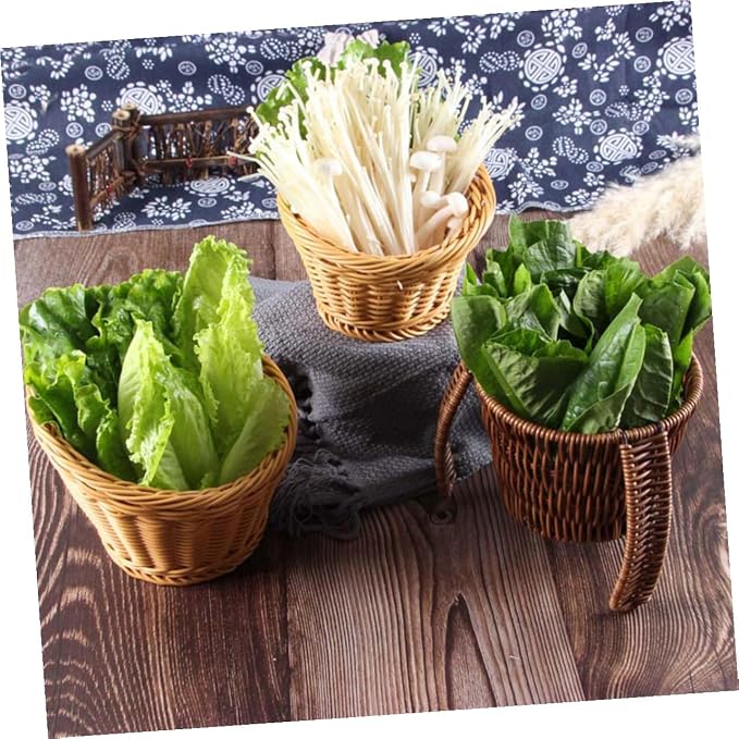 Ciieeo Handwoven Rattan Bread Serving Basket with Lid, Medium Woven Fruit and Vegetable Storage Basket for Kitchen Countertop, Household Dining and Picnic Use