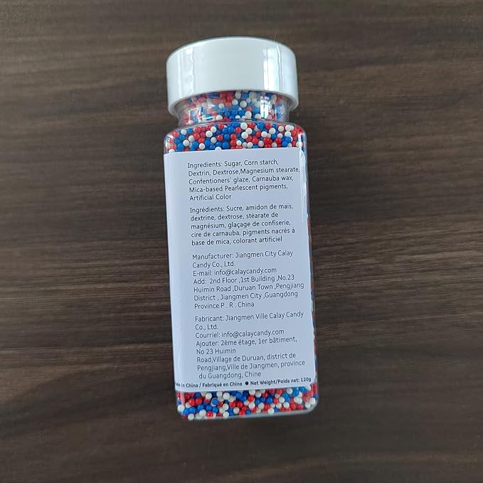 EPHVODI Red Blue and White Patriotic Sprinkles Fourth of July Nonpareils Sprinkles Edible Mini Pearl Sprinkle for Cake Decorations, Baking, Ice Cream, Cookies, Donuts and Lollipops - 2mm Sugar Pearls 3.88oz