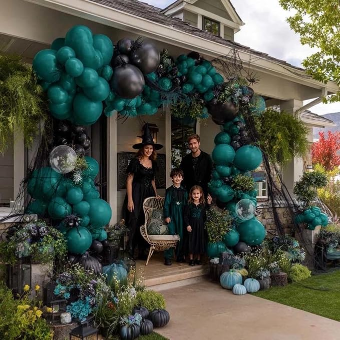 Teal Balloon Garland Arch Kit Double Stuffed, Dark Turquoise Teal-Green Aqua Balloon Different Sizes 18/12/5 Inch for Baby Shower Birthday Wedding Bridal Summer New Year Party Decoration