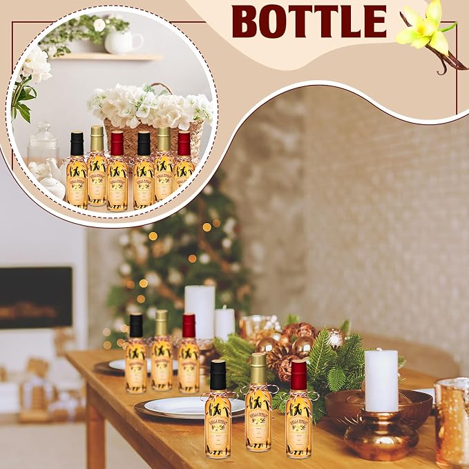 Tioncy 16 Pcs Empty Vanilla Extract Bottles for Homemade Vanilla Jar Glass Bottle with Cap, Shrink Band, Sticker DIY Crafts Wedding Gift Food Storage Canister for Bean(Black, Red, Gold,3 oz)