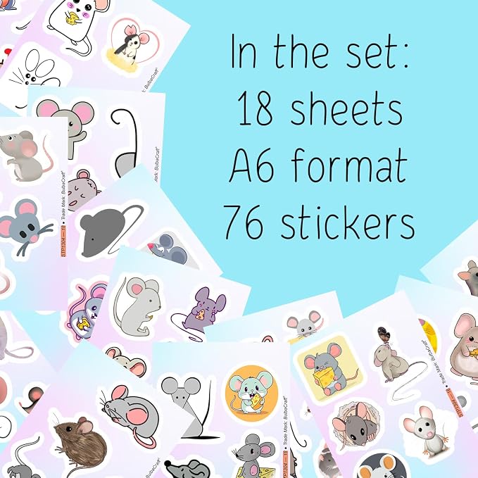 100Pcs Mouse Stickers for Water Bottle and Laptop - Mouse Party Supplies & Decorations, Waterproof Vinyl Decals, Cute Animal and Rodent Stickers, Gifts for Women & Men