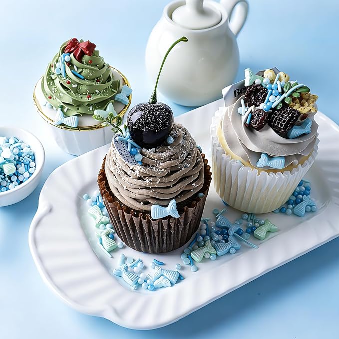 Mermaid Sprinkles for Cake Decorating – 4.6oz Edible Mermaid Tails, Jimmies, Ocean Pearls & Sugar Crystals for Cupcakes, Cookies, Donuts, Ice Cream & Birthday Cake Toppers