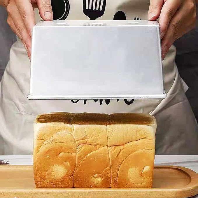 Pullman Loaf Pan with Lid Aluminumed Steel Pullman Loaf Pan Commercial Grade Non Stick Bread Pan with Lid (13x4.3x4.8in)