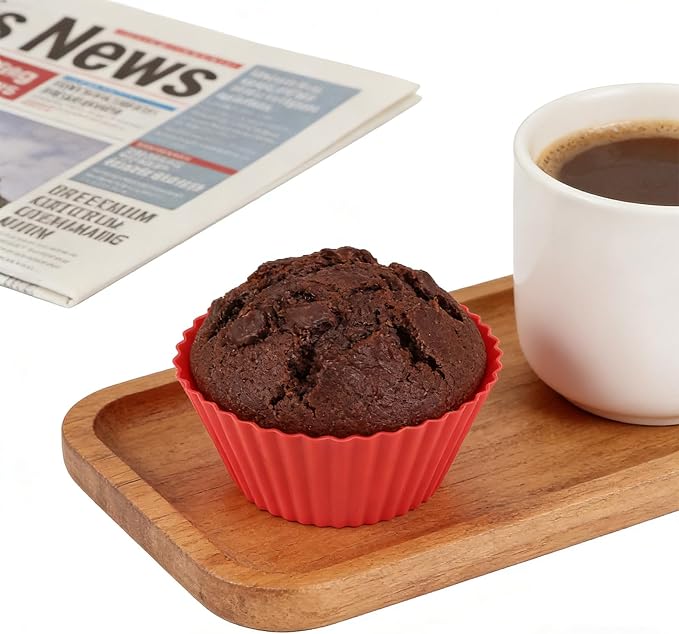 Silicone Muffin Pans for Baking Reusable & Non-stick Silicone Muffin Cupcake Liners Set 12 Pack Red