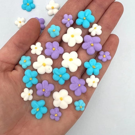 Royal Icing Blossoms | Mini Edible Flowers | Edible Roses | White Wedding Flowers | Cake Sprinkles | Bulk Sprinkle Mix | by Simply Sucré (162 Flowers, Winter Blossoms)