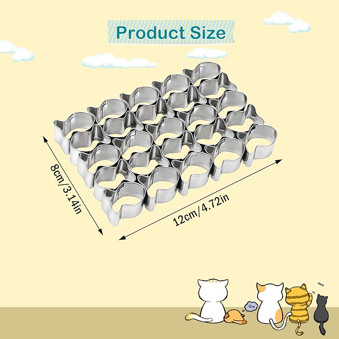 1 PCS 25 Cavity Mini Fish Cookie Cutter, Stainless Steel Multi-Grid Fish Shaped Cookie Cutter Biscuit Cutters Molds Baking Molds for DIY Crafts Dog Cat Theme Party Homemade Treats Baking