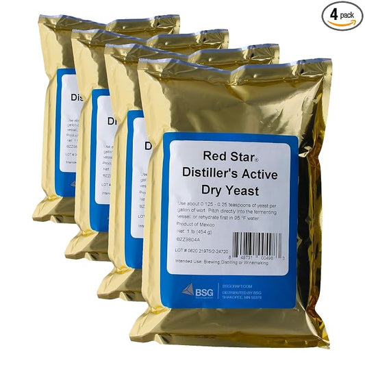 Red Star Distiller's Yeast (DADY), 1 lb.(Pack of 4)