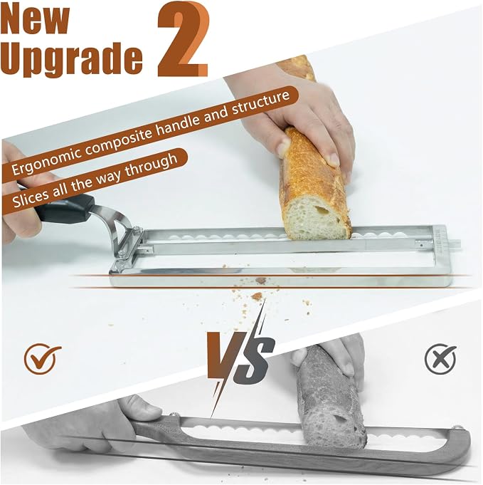 Adjustable Bread Slicer for Homemade Bread,Precision Adjustable Bread Knife With Slicing Guide, Metal Bow Frame,Sourdough Bread Knife Slicer for Homemade Bread, Sourdough, Bread Loaf,Bagels, Loaves