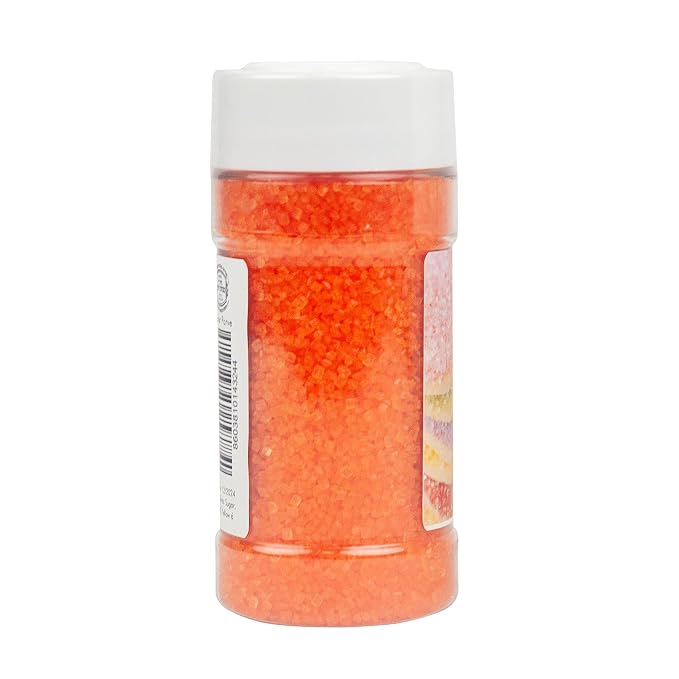 O’Creme Sugar Crystals - Coarse Sugar for Cookie Decorating - Eye-Catching Sugar Crystals – Coarse Sugar for Unique Cake Toppings, Cupcakes and Cookies – Ideal Decoration Solution - 3.5 Ounce Orange