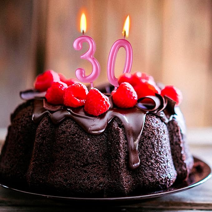 Beanlieve Pink Numeral Birthday Candles - Cake Numeric Candles Number 0 1 2 3 4 5 6 7 8 9,Used for Cake Decoration on Birthday Parties and Wedding Anniversary Celebrations(10 Pieces)