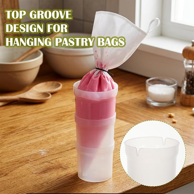 Piping Bag Holder Stand Adjustable Pastry Bag Filling Support Rack Hands Free Reusable Plastic Icing Bag Stand for Cake Cupcake Cookie Dessert Decorating Baking Tools