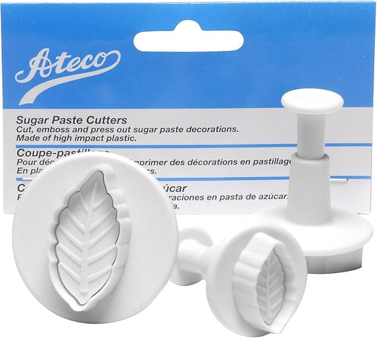Ateco Set of 3 Sugar Paste Narrow Leaf Cutters, BLUE,WHITE