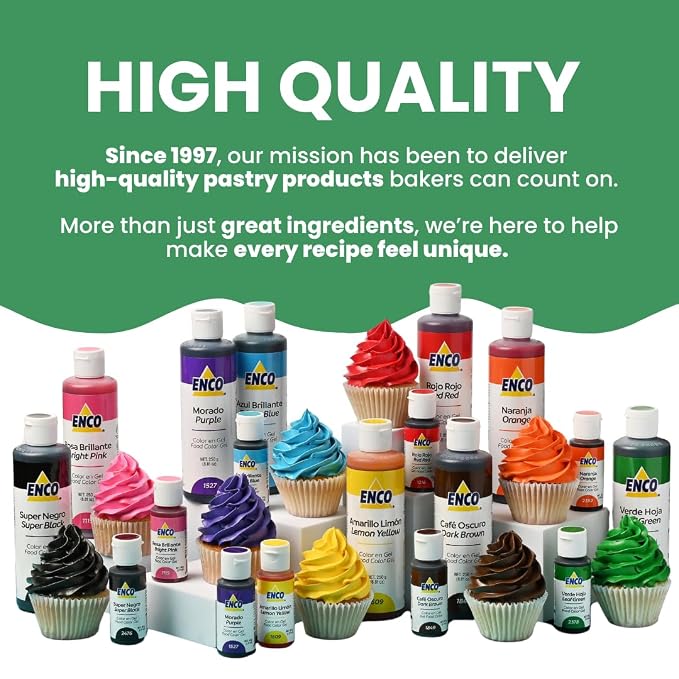 ENCO Food Coloring Gel Leaf Green 8.8 oz (250g) Concentrated, Vegan