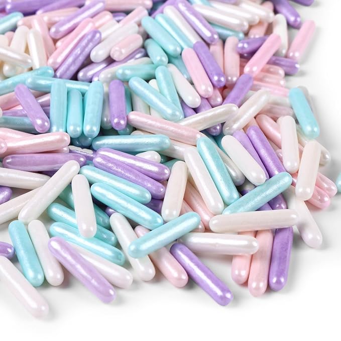 Sprinkles for Cake Decorating 4.2 Ounce Edible Sugar Rods Sprinkles for Cookie Decorating, Cupcake Topper, Ice Cream, Candy, Chocolate, Parties (Pink, Blue, Purple)