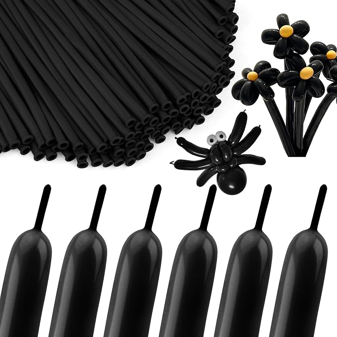 260pcs Black Animal Balloons for Magic Model Halloween Arch - Black Long Balloons for Party Decorations