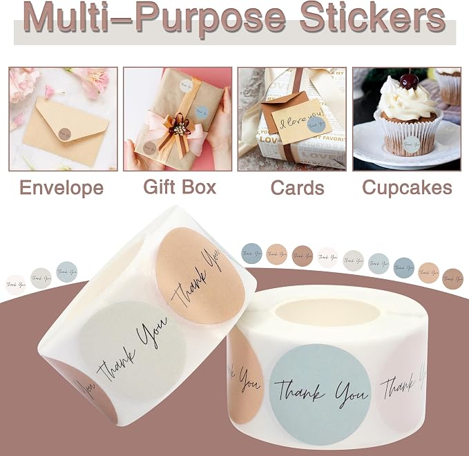 Thank You Stickers Small Business 1000pcs 1'' for Supporting My Small Business Stickers Labels 6 Colors Self-Adhesive Labels for Gift Bags Packaging Round Sticker Tags for Shopping (Morandi)