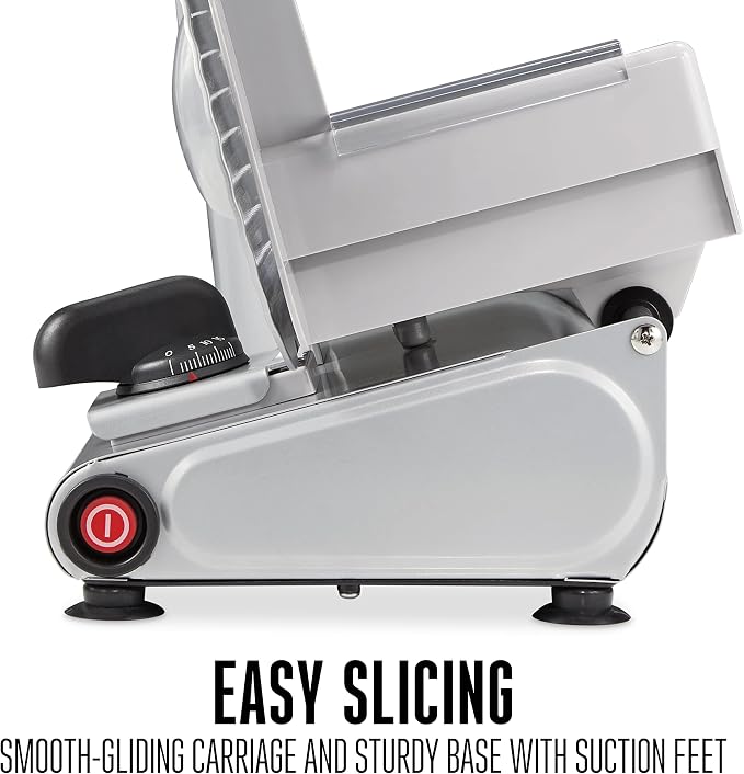 Weston Electric Meat Cutting Machine, Deli & Food Slicer, Adjustable Slice Thickness, Non-Slip Suction Feet, Removable 7.5" Stainless Steel Blade, Easy to Clean (61-0750-W)