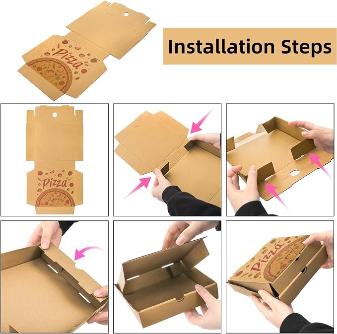 Covzoe 40 Pack Small Pizza Boxes, 7.3 x 7.3 x 1.6 Inch Mini Kraft Corrugated Pizza Takeout Containers, Food Delivery Boxes Gift Packing Containers for Pizza, Cake, Cookies, Snack