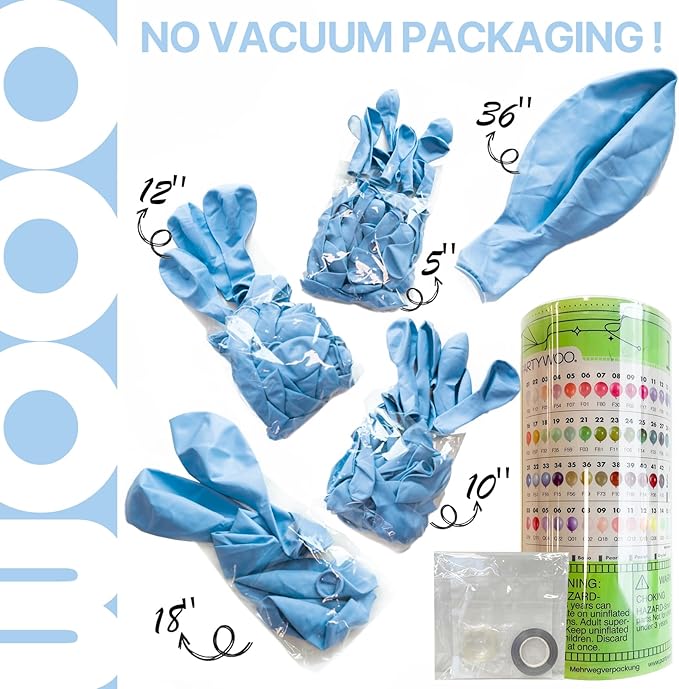 PartyWoo Baby Blue Balloons 127pcs Different Sizes of 36 18 12 10 5 Inch Light Pastel Sky Aqua Blue Balloon Arch Kit Garland for Graduation Baby Shower Gender Reveal Easter Party Decorations Blue-Q13