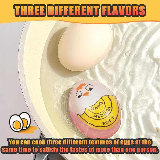 FOREV Egg Timer for Hard Boiled Eggs Soft Boiled Color Changing Indicator Tells When Eggs are Ready, Yellow 2pcs