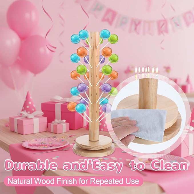 Wood Cake Pop Holder 48 Holes with Rotation Base,17.7“ Tall Cake Pop Stand for Dessert Table Display,Lollipop Holder for Wedding Birthday Baby Shower Parties Anniversaries