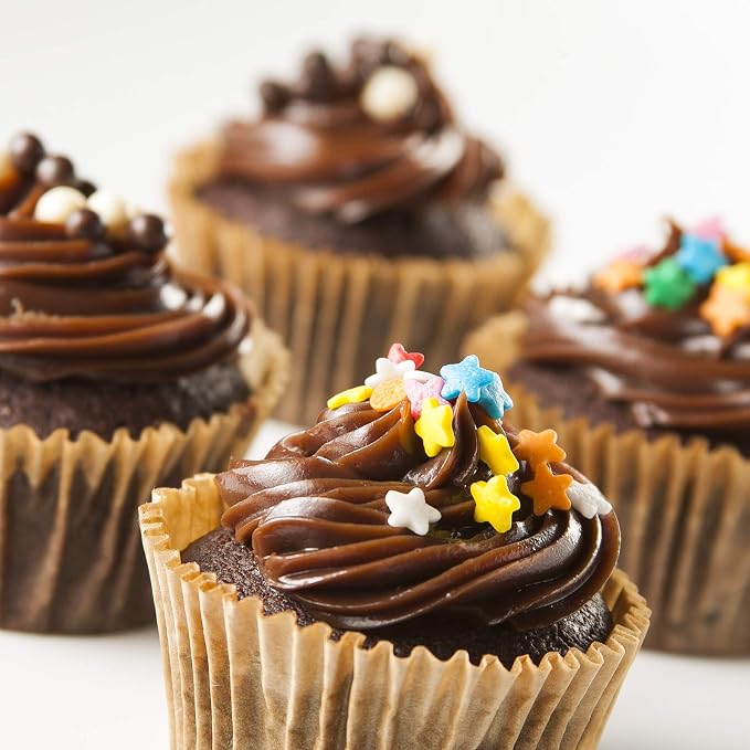 Standard Size Baking Cups Food-Grade Greaseproof Paper Cupcake Liners 200 Pcs (Natural)