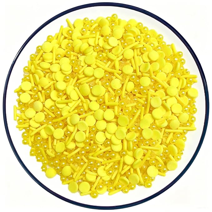 Sentovac Yellow Sprinkles Edible Yellow Round Confetti Jimmies Pearls for Cake Decorating Candy Cupcake Cookie Baking Ice Cream Dessert Halloween Christmas Vanlentine Holiday Decorations
