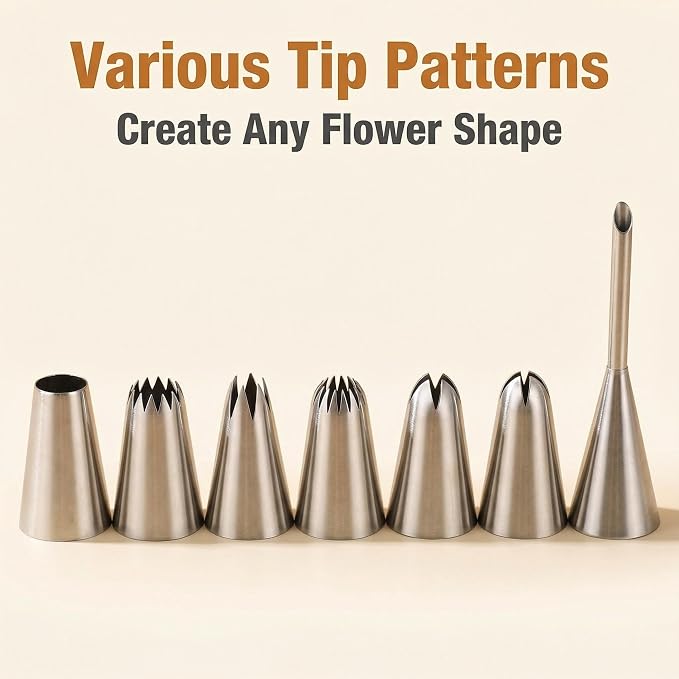 Baking & Pastry Tool Kit, 14 Nozzles & 6 Blue Scrapers, Reusable Bags & Ties, Versatile Kitchen Accessories for Decorating & Dough Shaping (20)