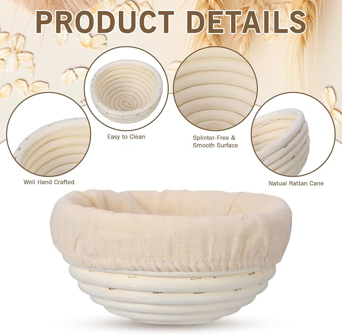 FoldTier 20 Pcs Banneton Bread Proofing Baskets Bulk, 5 Inch Mini Round Dough Sourdough Basket, Rattan Bakery Baking Bowl with Linen Liner, Small Bread Making Supplies for Baking Starter Home Bakers