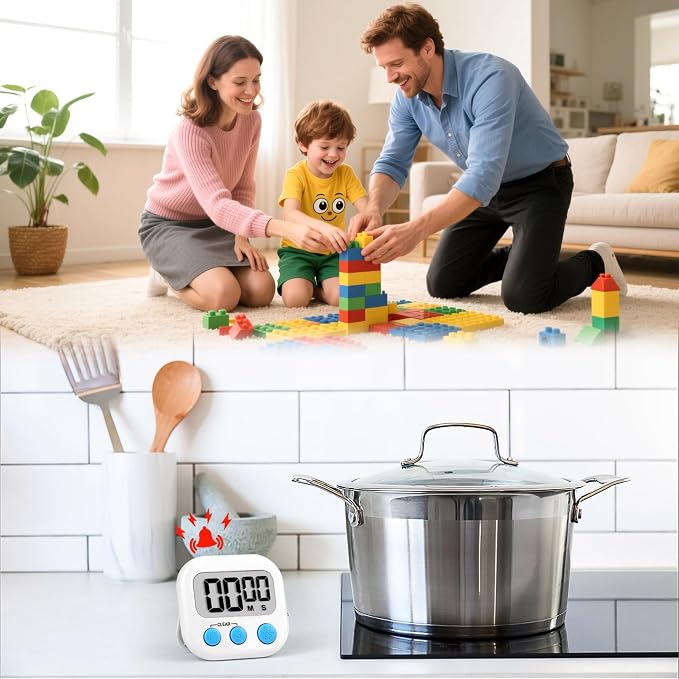 Timer for Kids Teachers Digital Kitchen Timers for Cooking Large Magnetic Classroom Timer 24Pack-Blue White