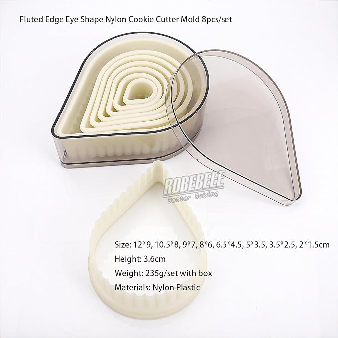 Multi-Shape Nylon Cookie Molds Round Square Star Plastic Geometry Biscuit Cutter Dough Mousse Bread Slicer DIY Bakery Utensils (Fluted Water Drop)