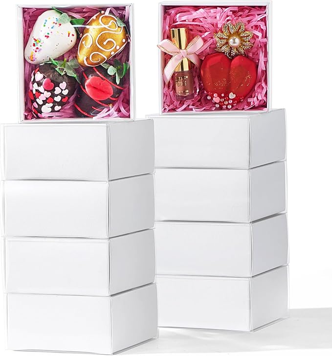 25-Pack of 4x4x2 Inch White Bakery Boxes with Clear Lids - for Strawberries, Cookies, Macarons, Donuts & Desserts - Holiday Gift & Party Favor Packaging for Christmas, Birthdays, Weddings