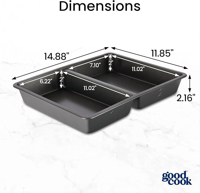 GoodCook Premium Nonstick Divided Baking Pan, 11 x 14-Inch