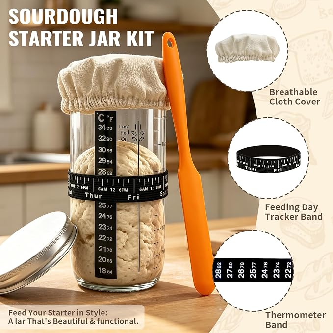 Sourdough Starter Kit, Collapsible Silicone Banneton Basket Set, Round & Oval Bread Proofing Bowl, BPA Free Food Grade Baking Supplies, Non-Stick Oven Dishwasher Safe Tools for Beginner Bakers