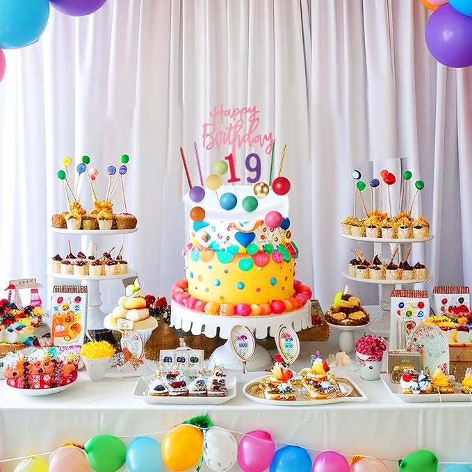 Yerliker 34 Pcs Happy Birthday Cake Toppers Decorations Birthday Candles DIY Cake Decor for Men Women Wedding Anniversary (Colorful)