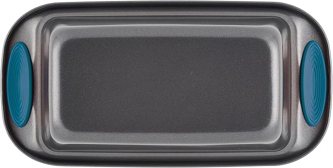 Rachael Ray Yum-o! Bakeware Oven Lovin' Nonstick Loaf Pan, 9-Inch by 5-Inch Steel Pan, Gray with Marine Blue Handles (Pack of 6)
