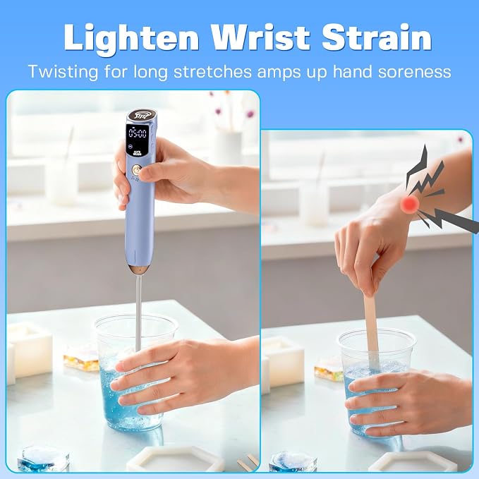 LET'S RESIN Upgraded Rechargeable Resin Mixer，Handheld 3-Speed Epoxy Mixer with Minimizing Bubbles, Electric Resin Mixing Tool for Epoxy Resin, Silicone, Paint, DIY Crafts