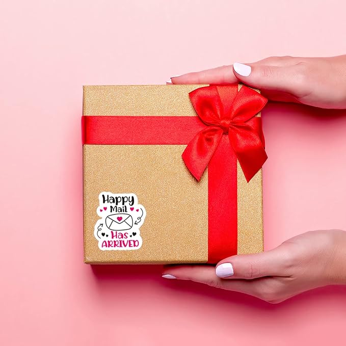 Littlefa Cute Happy Mail Has Arrived Stickers,Happy Mail Stickers,Envelopes Seal Sticker,Mail Packaging Sticker for Small Business 500 PCS
