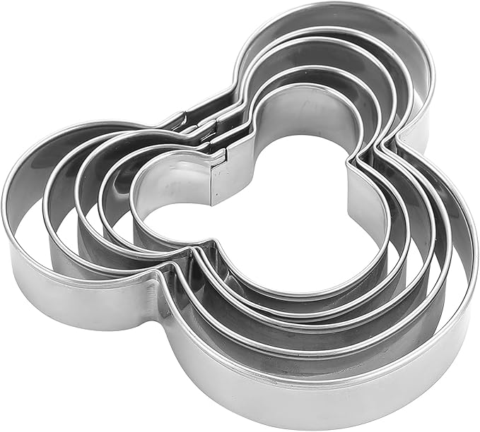 MrCookie Mouse Cookie Cutters Stainless Steel,5-Pack,2.12"-3.86". | Food-grade Thickened stainless steel,sturdy for cookies, sandwiches,cake,fruit.Great for DIY parties.No sharp edges.