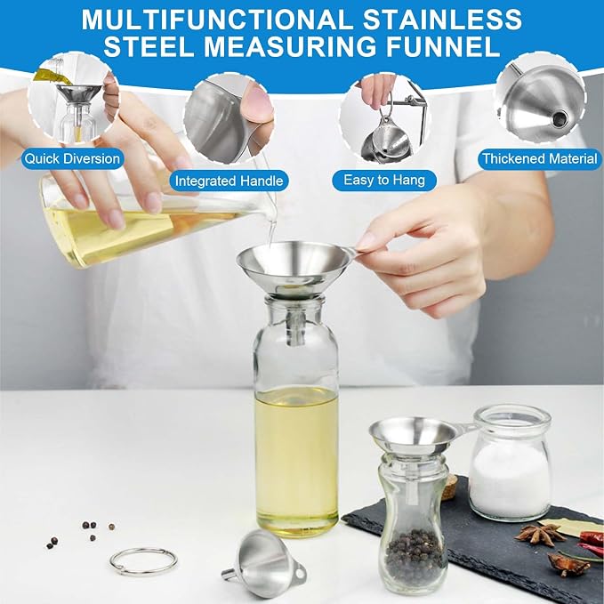 Measuring Cups and Spoons Set 22 Piece, 11 Stainless Steel Nesting Measuring Spoons and Cups with 4 Plastic Measuring Cup, 3 Funnel, 3 Brush, 1 Ruler, Measuring Cup Set for Kitchen Baking Liquid Dry