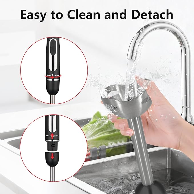 Liebe&Lecker Immersion Hand Blender 300W Handheld Electric Stick Blender | 2 Speed Stainless Steel Handheld Blender, Small Soup Blender Smoothie Maker, Zero BPA Food Processor Kitchen Appliances