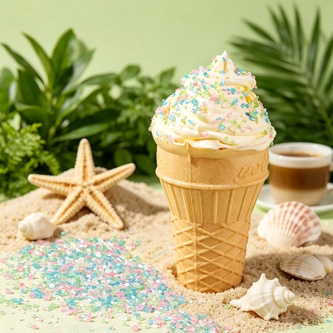Pastel Sprinkles Ocean Sanding Sugar, 6.35oz/180g Edible Blue Pink Green Sparkling Crystal Sugar Sprinkles for Baking Cakes Cupcakes Ice Cream