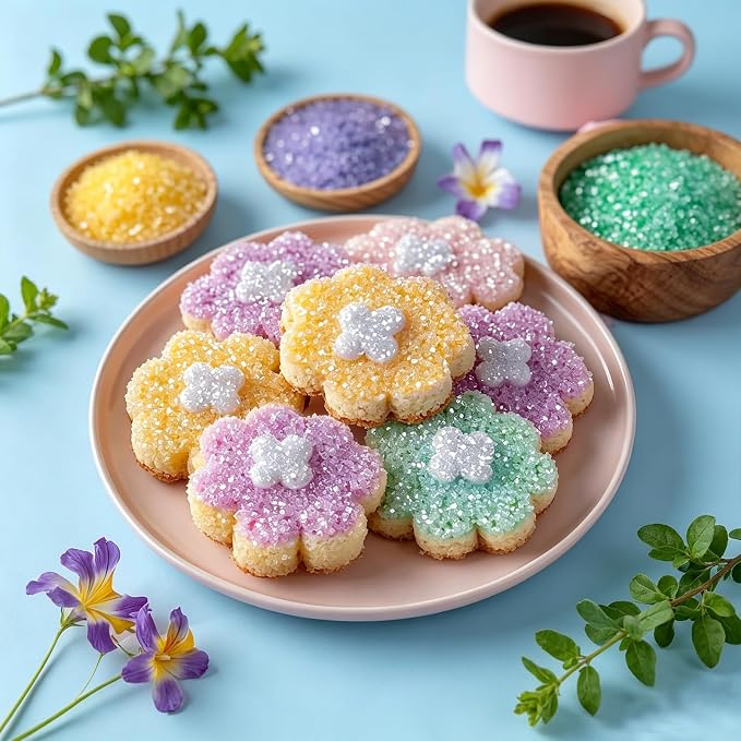 Sanding Sugar for Baking, 11.3oz/320g Edible White Pink Blue Gold Sprinkles, Sparkling Crystal Colored Sugar Sprinkles for Baking Cupcake Cookie Ice Cream