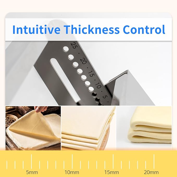 12-inch Folding Dough Sheeter, Professional Pastry Maker with Thickness Adjustment (0.1-20mm), 3X Faster & Foldable Design for Easy Storage, Ideal for Croissants, Pie Crusts at Home and Bakery