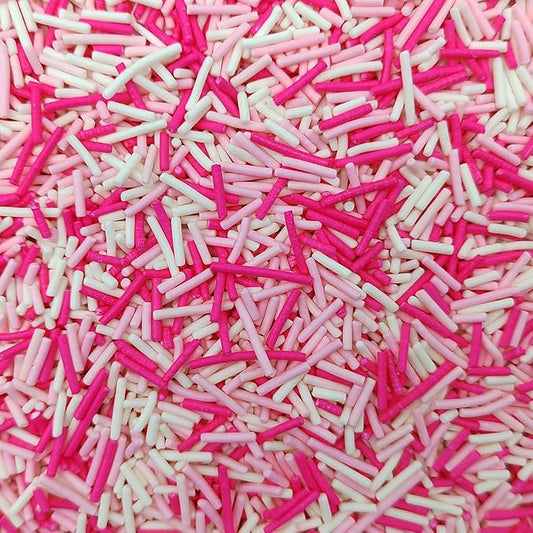 Jimmies Sprinkles, Edible Jimmy Sprinkles, White Pink Crunchy Jimmies Mix for Cake Decorating, Edible Cookie Cupcake Decorations for Valentines Baking and Holiday Party Treats