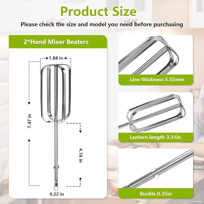 Alocs Hand Mixer Beaters Blender Attachments, Hand Mixer Replacement Beaters for Hamilton Beach Hand Mixers 62682RZ 62692 62695V 64699 Electric Mixer Replace Parts - 2 Pack