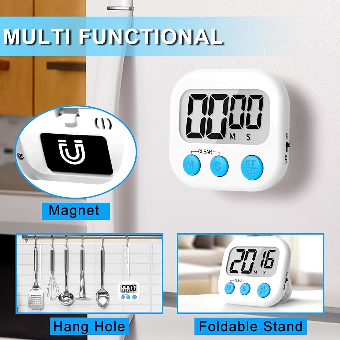 ZILLEEN Classroom Timer for Kids Teachers 2 Pack Digital Timers, Black & White