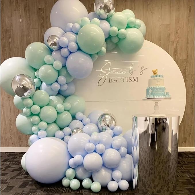 412pcs Pastel Mint Green Balloon Garland Arch Kit 18 12 10 5 Inch Different Sizes Light Latex Balloons for Baby Shower Birthday Wedding Jungle Forest Party Decoration